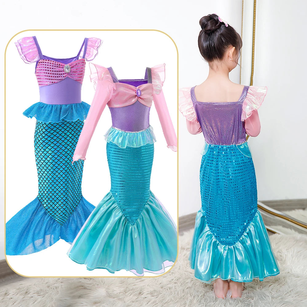 Children's Mermaid Cosplay Costume Girls' Role Play Costume Carnival Halloween Birthday Party Costume Summer Princess Dress