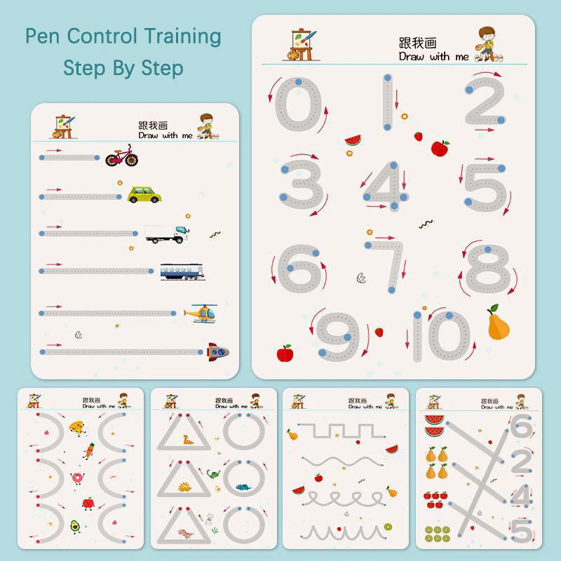 Reusable Magic Practice Copybook Control Training Book Magical Tracing Workbook Children Montessori Drawing Education Stationery