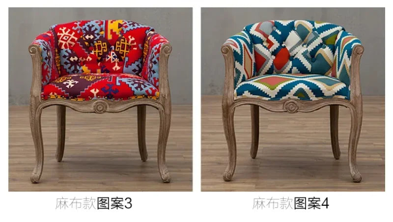 European Hotel Dining Chair, Leisure Sofa Chair, Solid Wood Antique Dining Chair, Living Room Leisure Sofa,Support Customization