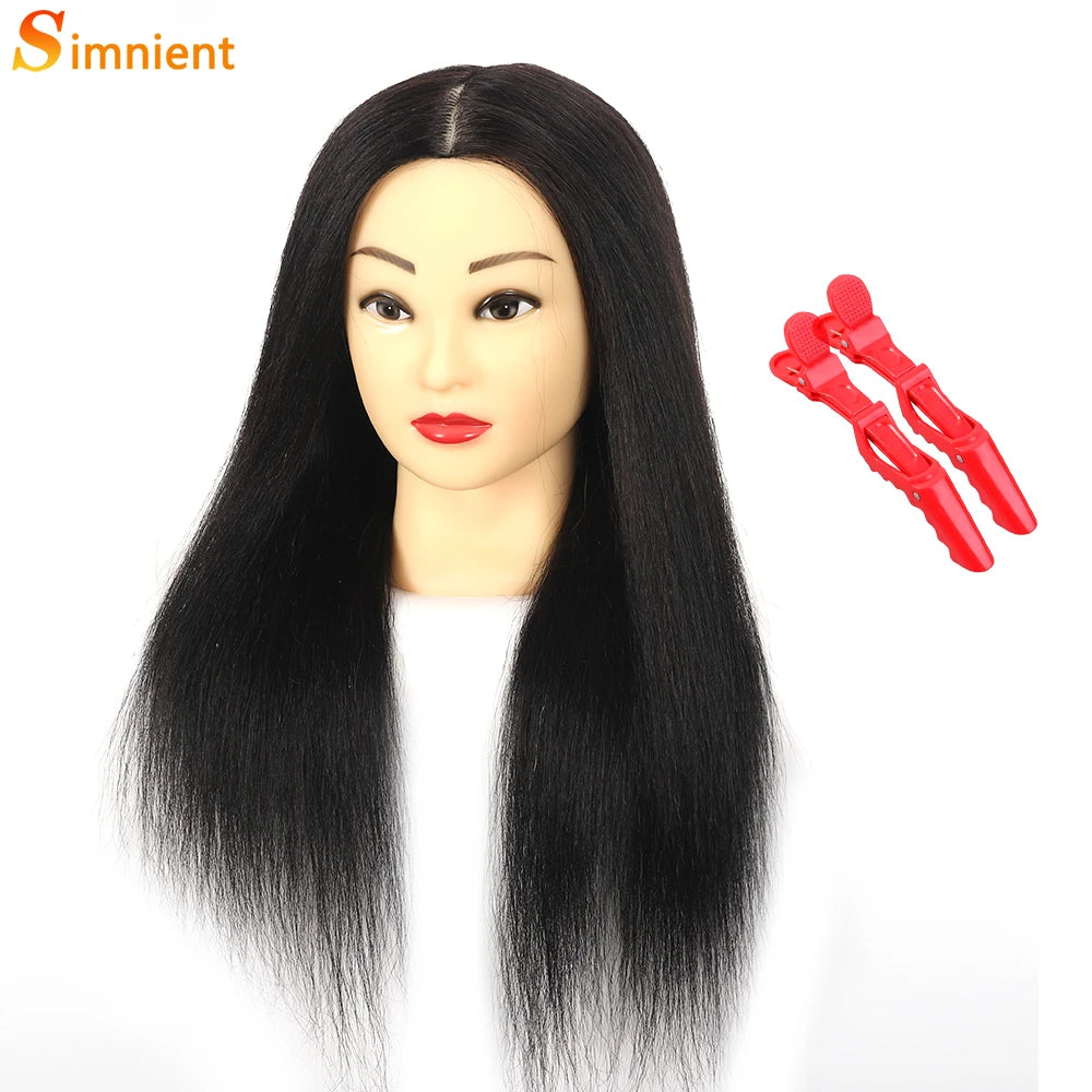 Simnient 100% cabeças de manequim de cabelo humano com para treinamento de cabelo estilo solon cabeleireiro manequim cabeças de boneca para prática de penteado