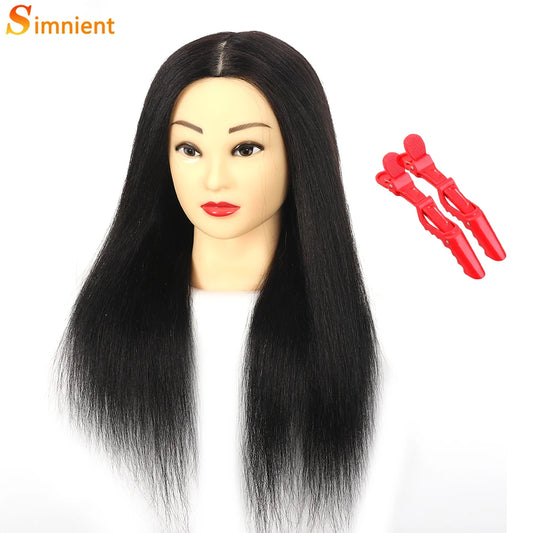 Cabezas de maniquí Simnient de cabello 100 % humano para entrenamiento de peinado, cabezas de muñeca de maniquí de peluquería Solon para práctica de peinado. 