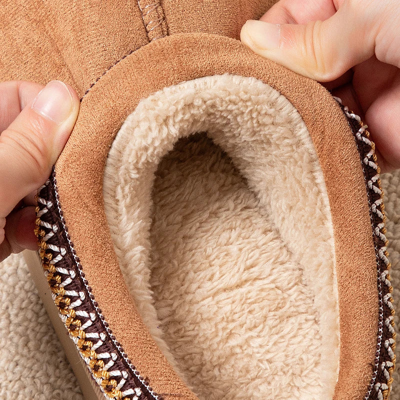 Feslishoet-chinelos antiderrapantes de pelúcia para mulheres, fundo grosso, sapatos interiores quentes, chinelos de interior e exterior, moda, inverno