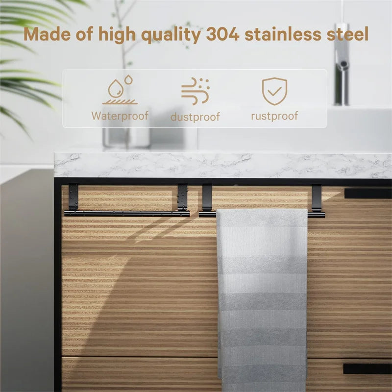 Estante para trapos de cocina y baño de acero inoxidable, colgador de paños de cocina, toallero de un solo poste, soporte colgante para puerta trasera.
