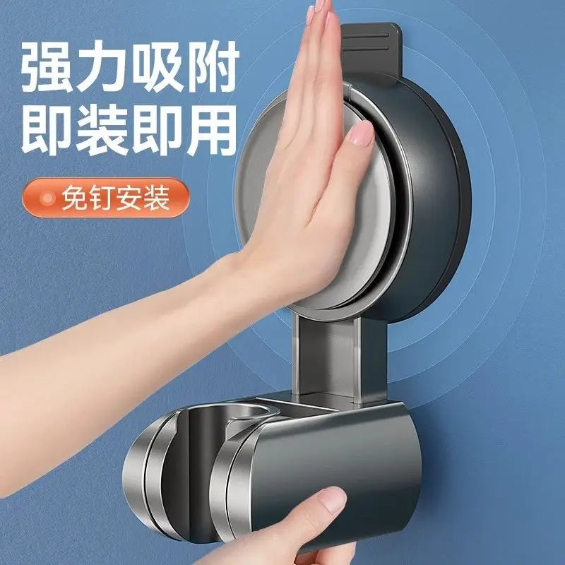 Nuevo soporte único para cabezal de ducha de mano con ventosa y ajuste horizontal, cabezal de ducha grande compatible con montaje en pared reubicable