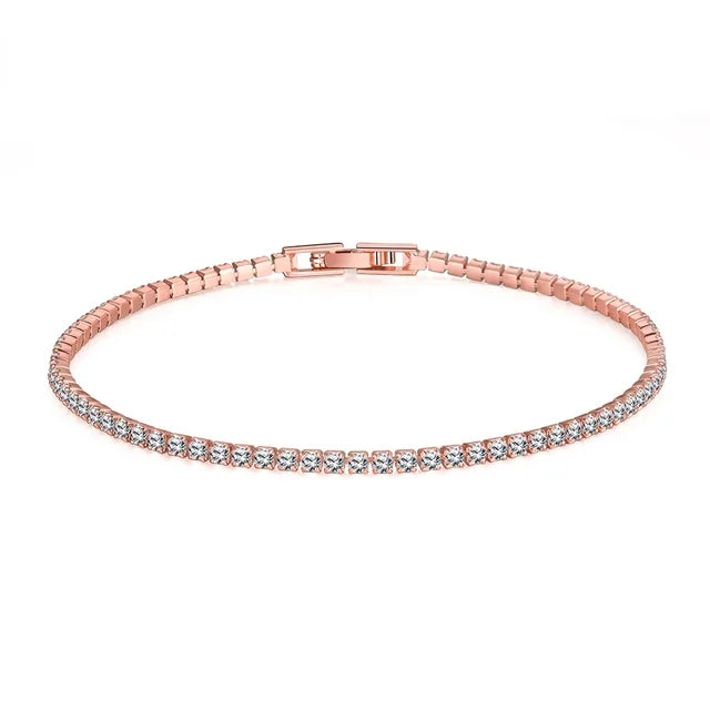 Pulseira De Tênis De Prata Esterlina Genuína, Zircônia Jóias, Presente De Aniversário, Prata 925, 2mm, 16cm a 19cm