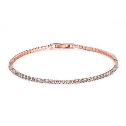 Pulseira De Tênis De Prata Esterlina Genuína, Zircônia Jóias, Presente De Aniversário, Prata 925, 2mm, 16cm a 19cm