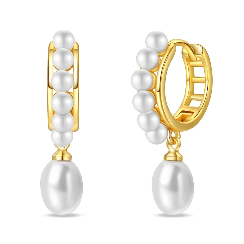 Clássico 925 Brincos de Prata para Mulheres, Estrelas, Luas, Pérolas, Abelhas, Argola Dourada, Noivado, Aniversário, Presente Joalheria Fina