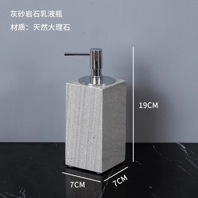 Nordic natural grey marble bathroom accessories Soap dispenser cotton swab jar tissue box soap dish tray bathroom decoration