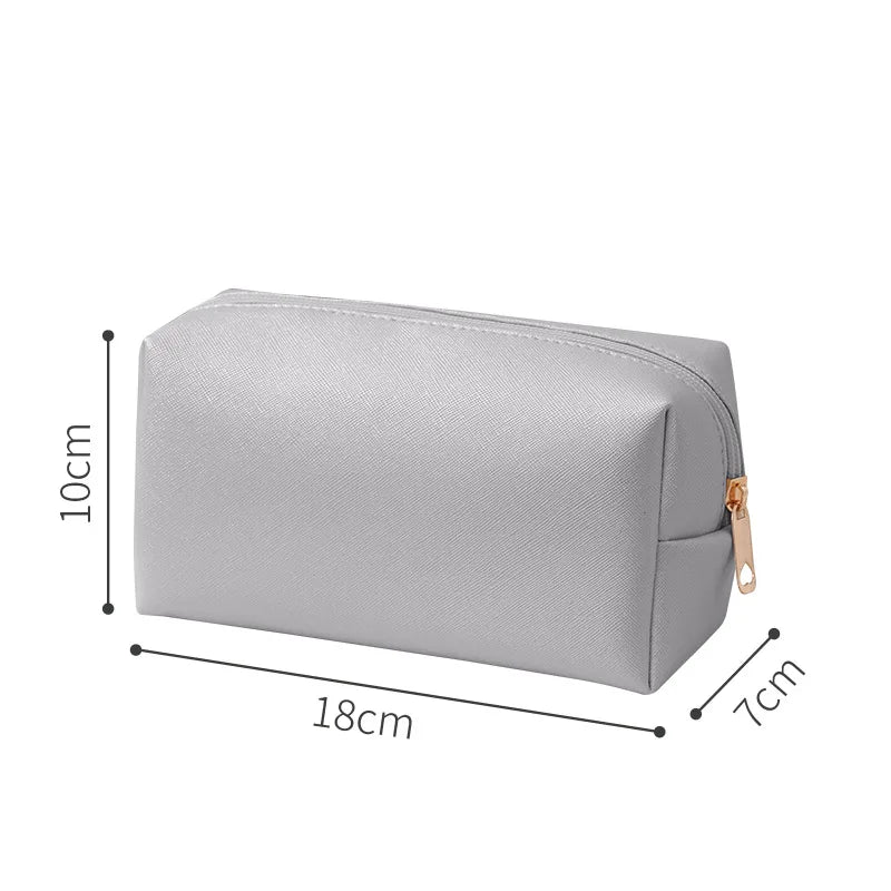 Solid Color Cosmetic Bags for Women Travel Portable Makeup Storage Bag Zipper Toiletry Pouch