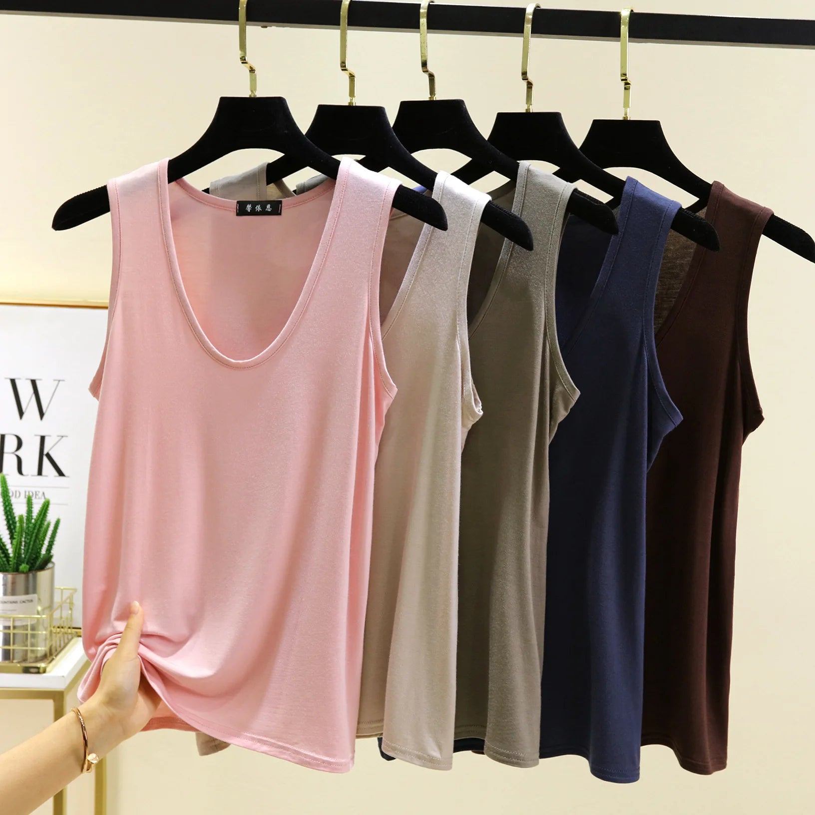Plus size L to 6XL Modal Women's tank Tops U-Neck Summer Thin sleeveless Bottomed Top Loose Tee Tops  vest comfort homewear