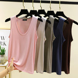 Plus size L to 6XL Modal Women's tank Tops U-Neck Summer Thin sleeveless Bottomed Top Loose Tee Tops  vest comfort homewear
