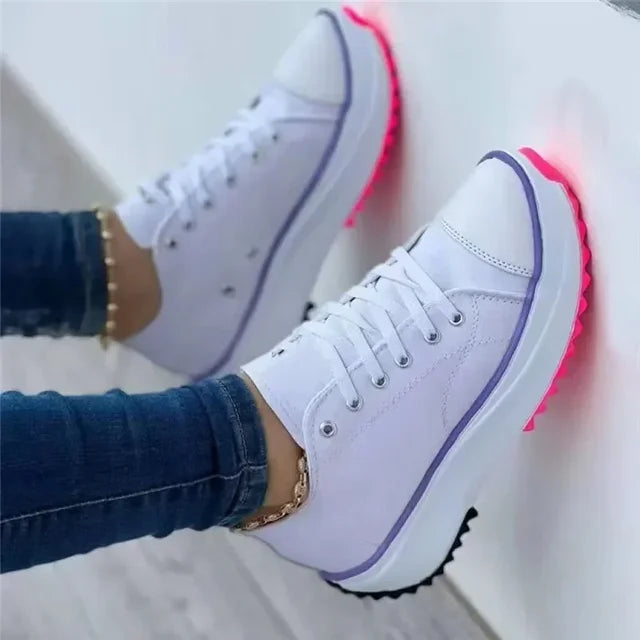 2024 Women's Flat Canvas Lace Up Sneakers Casual Shoes Pattern Female Footwear 