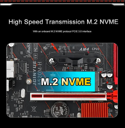 JGINYUE AM4 Motherboard supports AMD Ryzen R3 5 7 1/2/3/4/5th CPU processors DDR4 dual channel Memory RAM M-ATX A520M-H