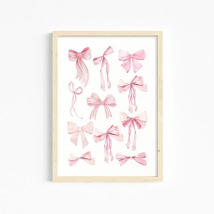 Trendy Pink Wall Art Bows Cherry Balloon Puppy Butterfly Canvas Painting Posters and Prints College Apartment Girl's Room Decor