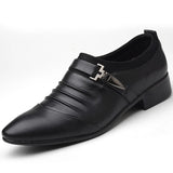 Classic Men Dress Shoes Slip on Black Leather Shoes for Men Plus Size Point Toe Business Casual Men Formal Shoes for Wedding