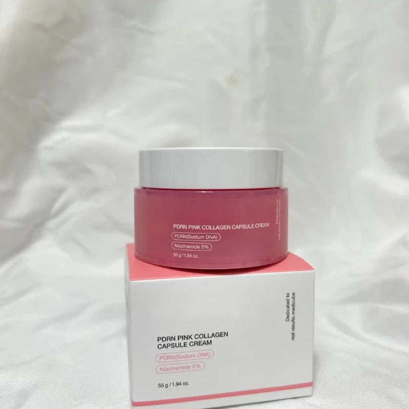 PDRN Pink Collagen Capsule Cream with Niacinamide Cream for Uneven Skin Tone Lightweight Face Moisturizer Original Korean Cream