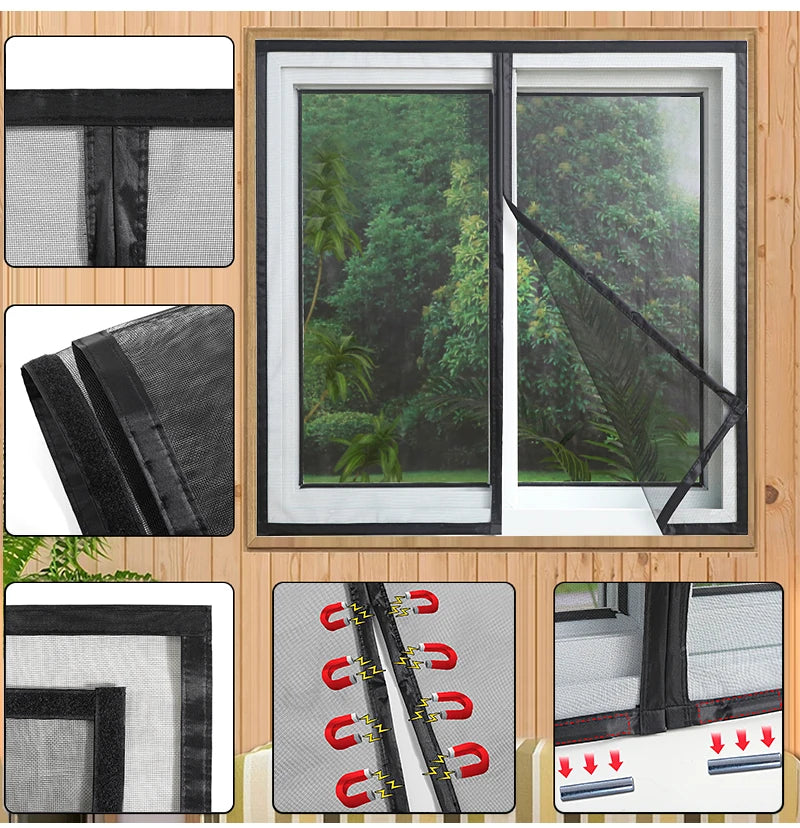 Black，Mosquito net magnetic screen air curtain invisible customized size，Magnetic stripe opens from the middle，motorhomes， car