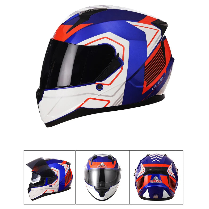 Motorcycle Helmet Full Face Double Lens Capacete Professional Men Women Four Seasons DOT ECE Approved Safety Protective Casco