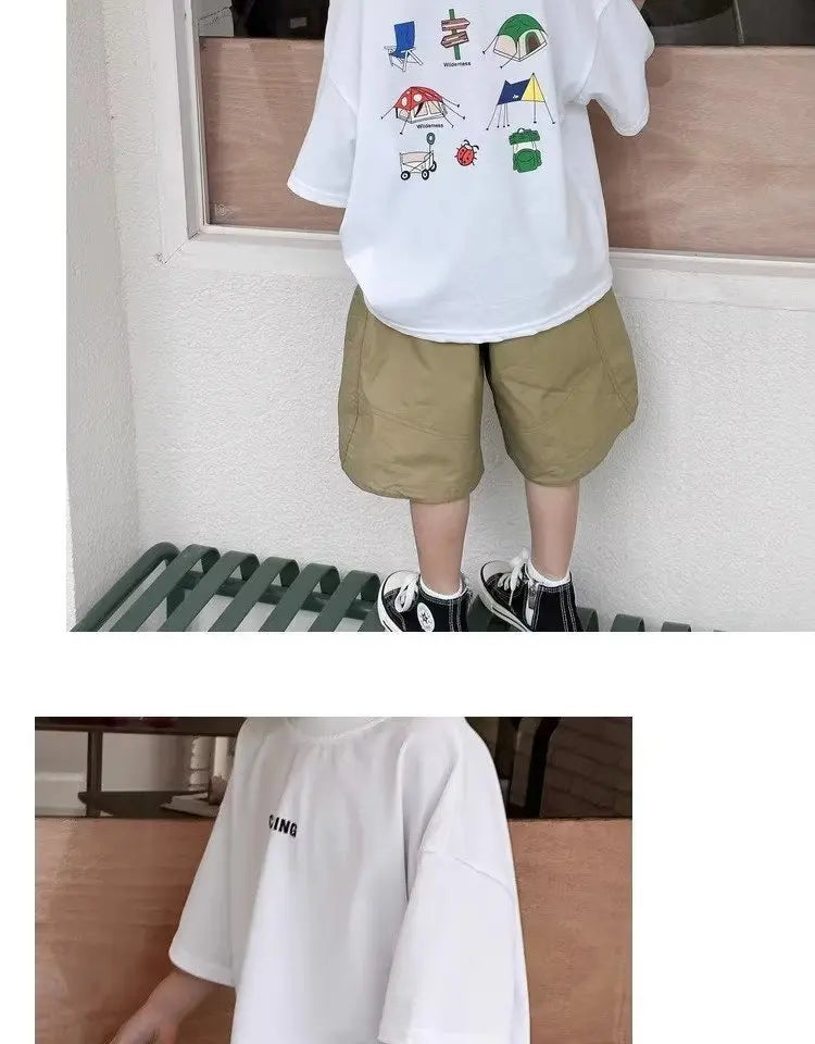 Boys' Summer Short Sleeve T-shirt New Small And Medium Children's Round Neck Top Children's Casual Versatile Half Sleeve Fashion