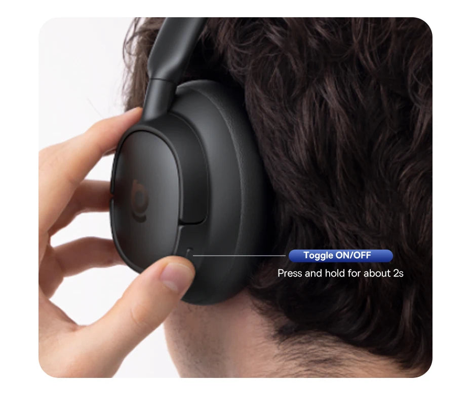 Fone de Ouvido Sem Fio Baseus EH10 NC ANC com Cancelamento de Ruído Híbrido Adaptativo de 45dB, Hi-Res LDAC, Bluetooth 6.0 e 80 Horas de Autonomia