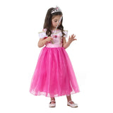 Girl Pink Dress Aurora Cosplay Costume Princess Deluxe Outfit Children Summer Brthday Party Elegant Gown Fairy Disguise Sets