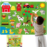 Tablero de cuentos de fieltro para niños, animales de granja, educación preescolar, aprendizaje temprano, tapete interactivo, colgante de pared, regalo para niños 