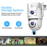 Jooan 5K 8MP Dual Lens Dual Screen IP Camera Wifi PTZ Camera Outdoor AI Auto Tracking CCTV HD Audio Video Surveillance