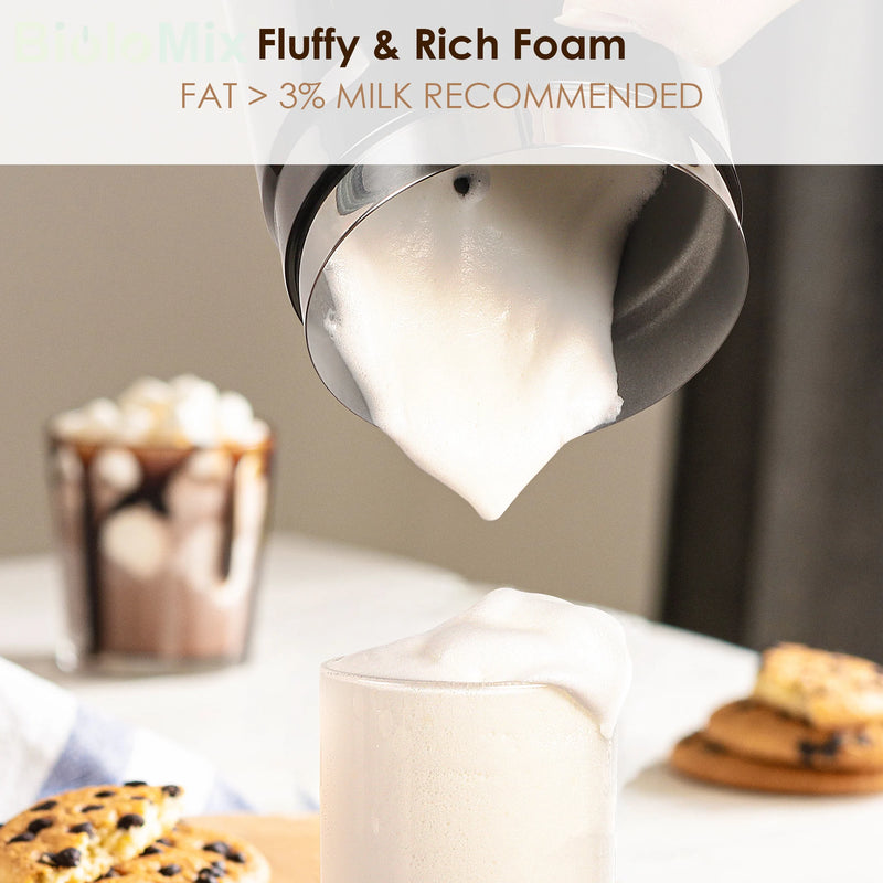 BioloMix Upgraded 5-in-1 LED Touch Screen Milk Frother for Lattes, Hot And Cold Foam Maker