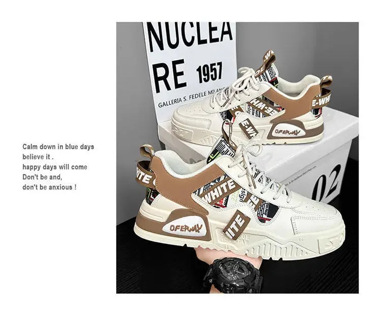 Casual Fashion Leather Sneakers New Skateboard Men's Shoes Outdoor Running Sports Shoes Hiking Tennis Platform Luxury Footwear