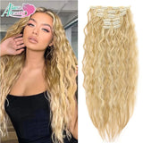 Extensões de cabelo ondulado com clipes conjunto de 6 peças - 55cm com presilhas