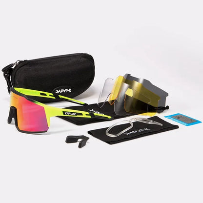 Men Women Polarized 4 Lens Sunglasses Cycling Bike Glasses Bicycle MTB Goggle Outdoor Sport Eyewear Anti-Glare Uv400 Equipment