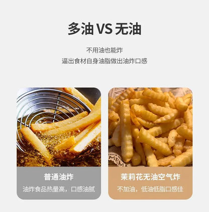 10.5L large capacity air fryer with visible window, stainless steel shell, intelligent touch version, household oil fryer 220V