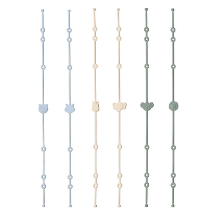 6 correas de silicona para juguetes de bebé, con forma de animal de dibujos animados, cadena de chupete ajustable antipérdida para cochecitos y tronas.