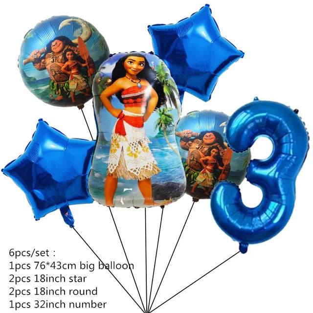 Disney-Moana Birthday Party Decorations, Balloons, Disposable Tableware, Cup, Plate, Baby Shower Toys, Celebration Supplies 
