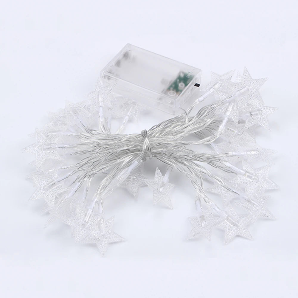 Guirnalda de luces LED para exteriores, cadena de luces con forma de estrella, luces de hadas, luces para fiestas, hogar, boda, jardín, decoración navideña