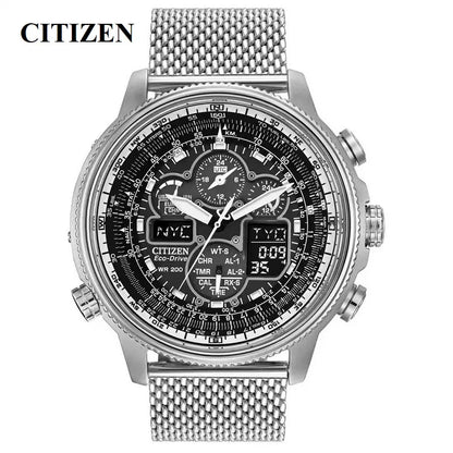 Reloj CITIZEN Skyhawk para hombre, de lujo, resistente al agua, de acero inoxidable, de cuarzo, informal, de negocios.