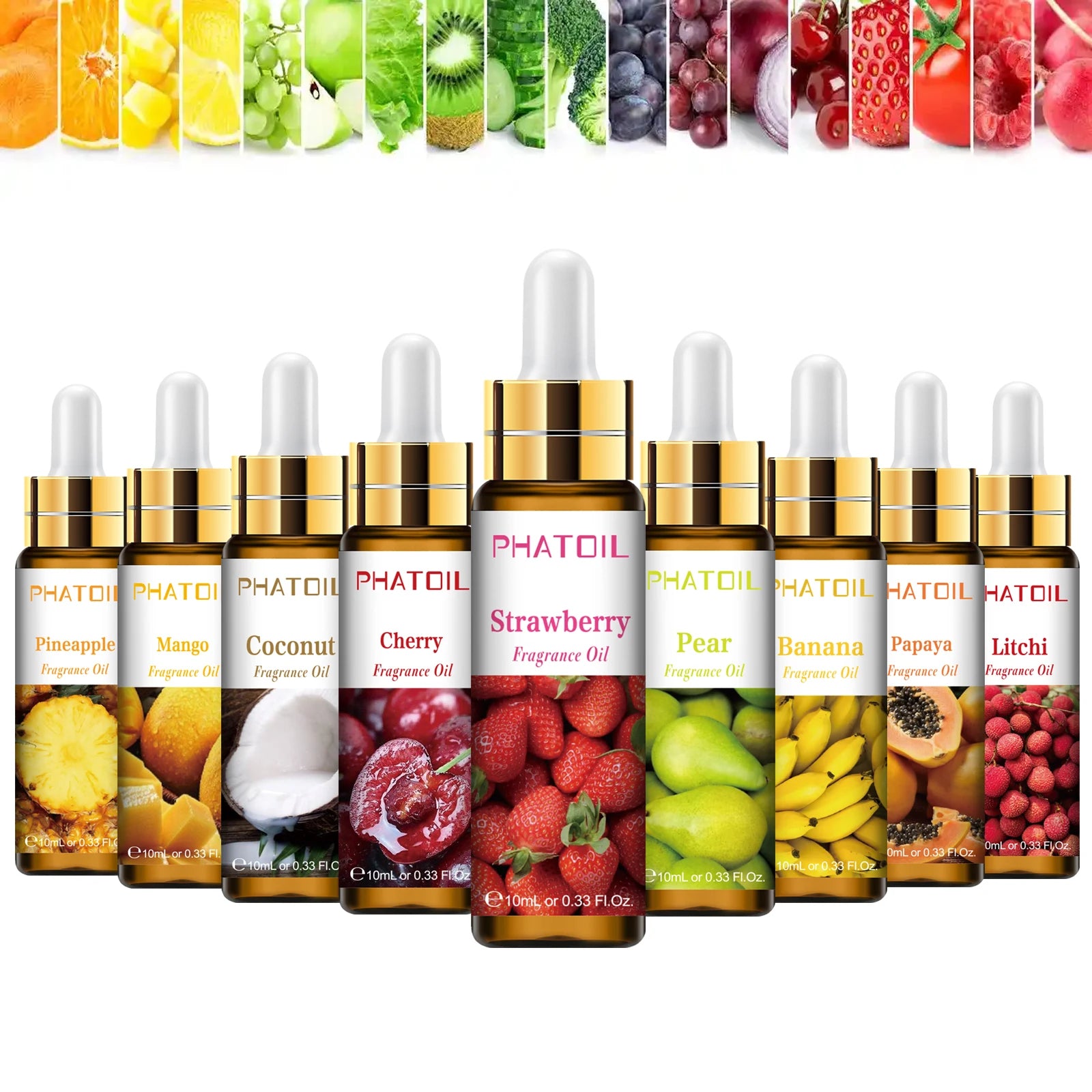 PHATOIL 1/3/9pcs 10ml Sweet Fruit Fragrance Oil For Aromatherapy DIY Candle Cherry Apple Strawberry Mango Coconut Fragrance Oils