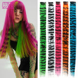 Synthetic One Card Hair Extension Wig Hair For Women Long Straight Clip-in Colored Zebra Line Feather Hair Extensions Fake Hair