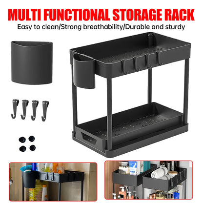 Kitchen Storage Rack with Sliding Cabinet Drawers Multi-Purpose Storage Shelf Holder Kitchen Desktop Organization Rack