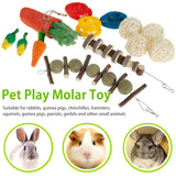 Hamster Toys Set Rabbit Mouse Natural Small Animal Wood Guinea Pig Toys Teeth Cleaning Molar Grinding Caring Chewing Toy