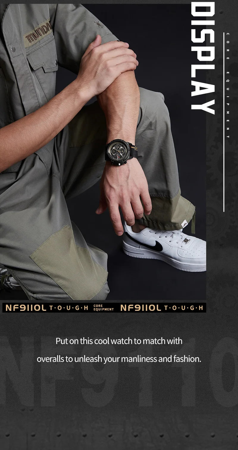 NAVIFORCE Men's Watch Top Brand Luxury Waterproof 24-Hour Date Quartz Watch Men Leather Sport Wristwatch Men Waterproof Clock