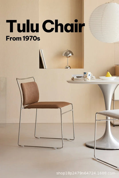 Realife Middle Ancient Style Dining Chair Nordic Design Home Study Chair Coffee Shop Soft Bag Backrest Chair Metal Frame 2025