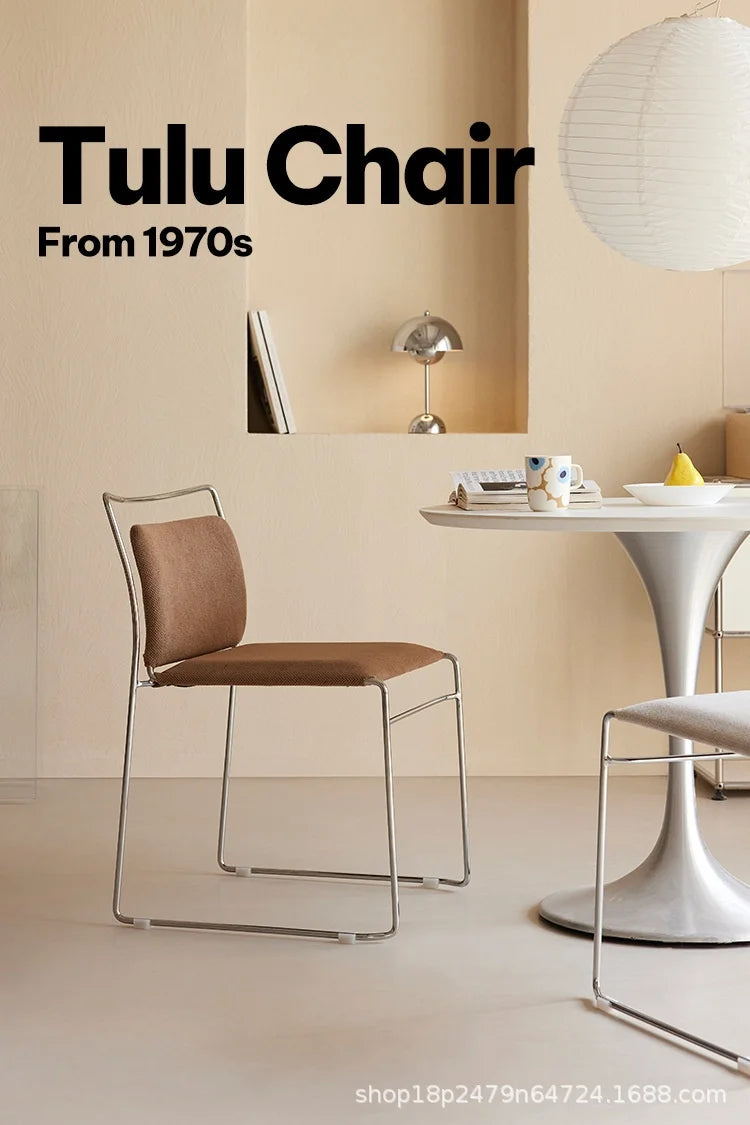 Realife Middle Ancient Style Dining Chair Nordic Design Home Study Chair Coffee Shop Soft Bag Backrest Chair Metal Frame 2025