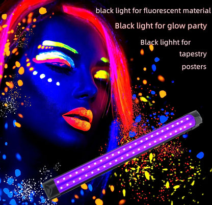 Lámpara de luz negra con interruptor USB de 10 W, tubo de luz negra UV, bombilla LED de 395 nm, barra de luz negra para Halloween, clubes, fiestas y discotecas. 