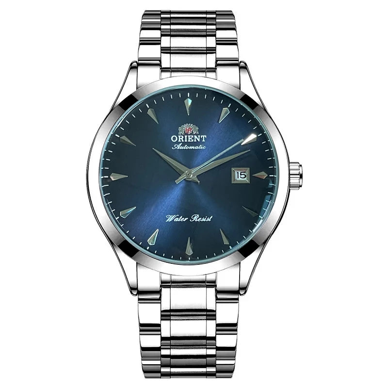Orient Automatic Men's Watch, Black Dial Stainless Steel Band, Water Resistant Classic Business Wristwatch with Date Display