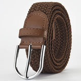 Elastic Nylon Unisex Casual Knitted Pin Buckle Jeans Belt Woven Canvas Elastic Expandable Stretch Waistband for Women Men Girdle