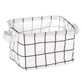 Small Foldable Canvas Storage Basket With Handle Cotton And Linen Desktop Storage Box Small Fresh Waterproof Storage Basket 1PC