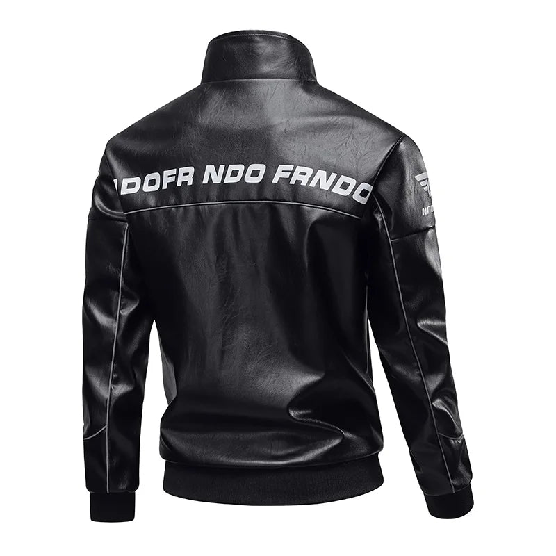 Motorcycle leather jacket, men's leather jacket, contrasting racing jacket, trendy brand seasonal couple style, loose fit