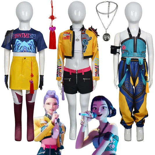 Fantasia KPop Rumi Zoey Cosplay Girls Stage Clothing Demon Hunter Disfraz Costume 6 to 14 Years Halloween Carnival Party Clothes