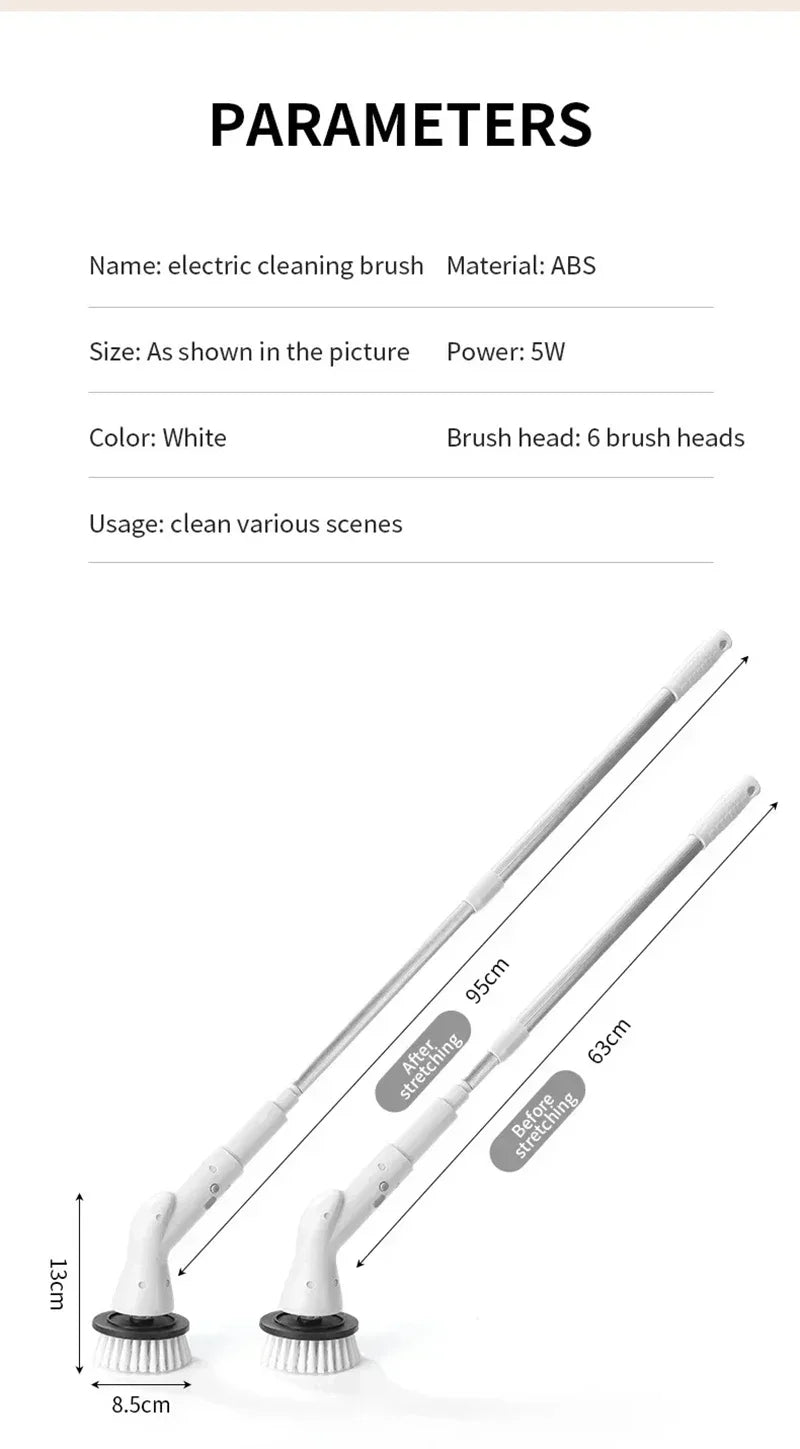 Xiaomi 6-in-1 Electric Cleaning Brush 2000mAh Cordless Electric Rotary Cleaning Brush Shower Cleaning Brush Kitchen Bathroom